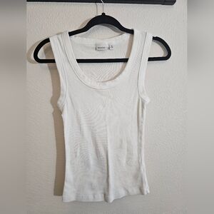 Babaton White Ribbed Tank Top